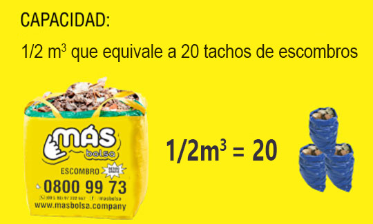 Capacidad de bolsas para escombro 1/2 metro